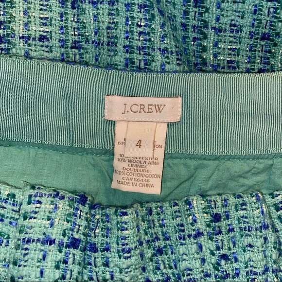 J. Crew Aqua Mint Tweed Shirred Flare Mini Skirt - Picture 11 of 12